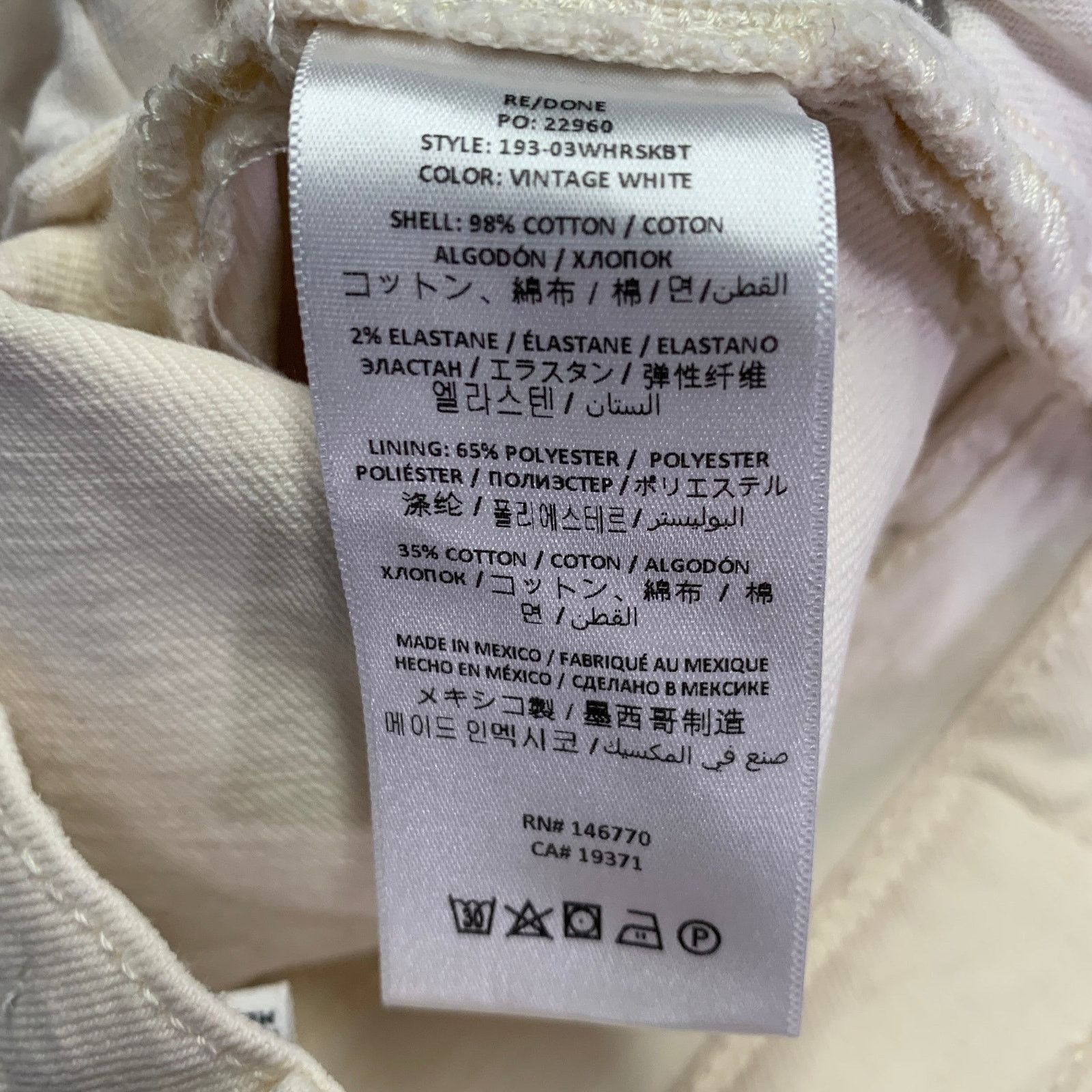 RE/DONE 26 Beige Cotton Blend Raw Edge Straight Button Fly Jeans Size 26" / US 2 / IT 38 - 8 Thumbnail