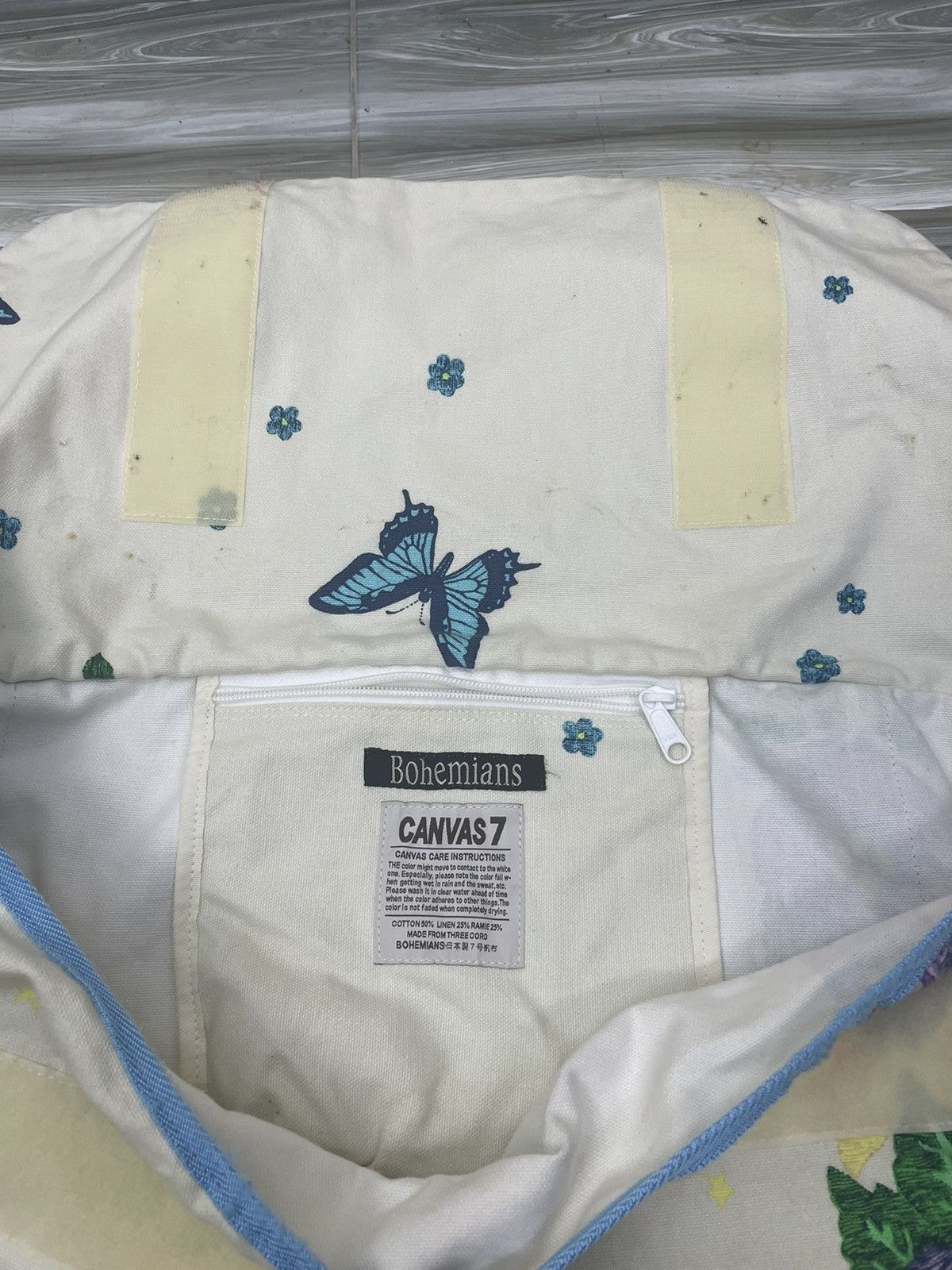 Japanese Brand Bohemians Japan Canvas 7 Art Bag | Bird Floral Ramie Cotton Size ONE SIZE - 6 Thumbnail