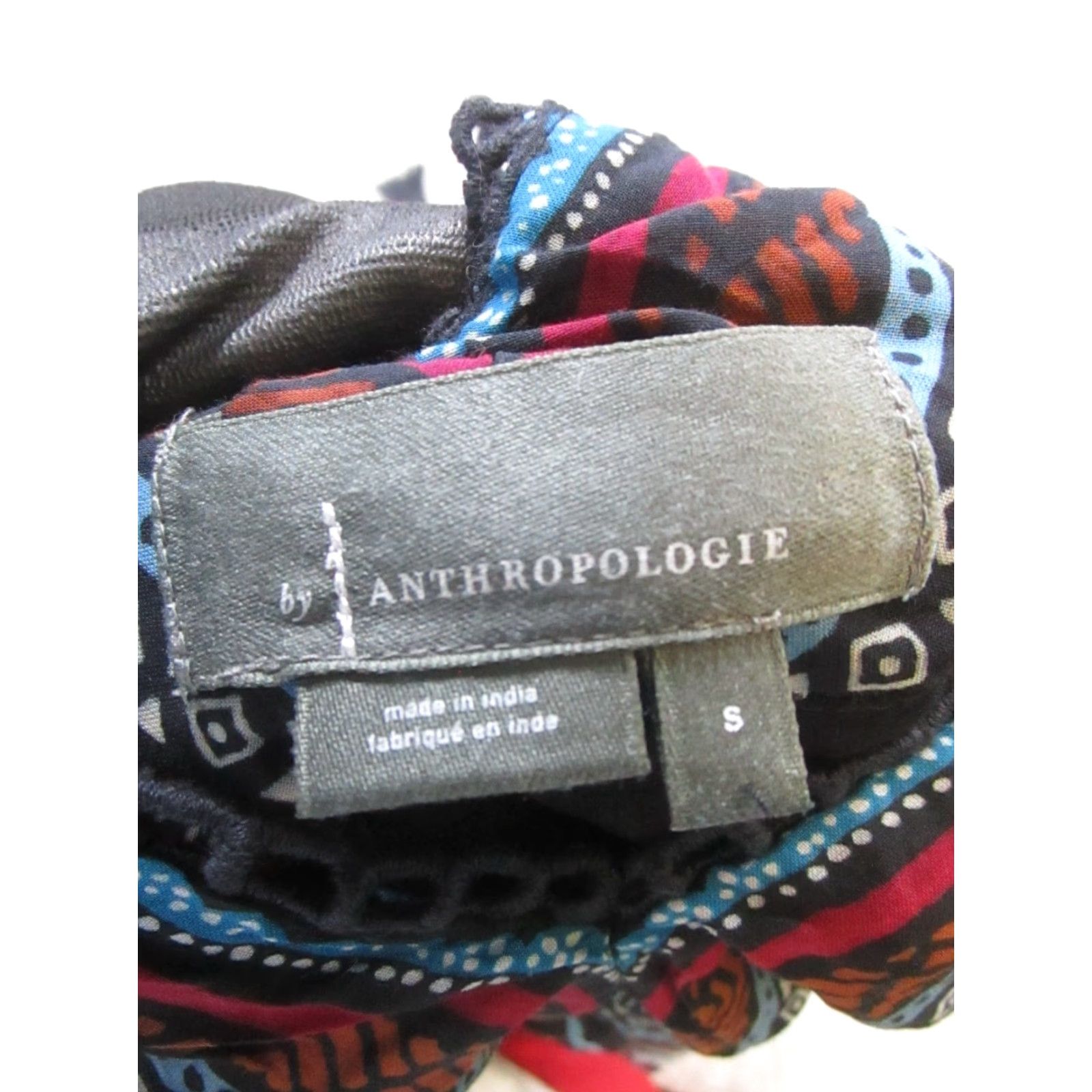 Anthropologie Anthropologie Dress Blouson Womens S Black Cotton Blend Geometric Sleeveless V-Neck Pullover Casual Short Dress Size S / US 4 / IT 40 - 3 Thumbnail