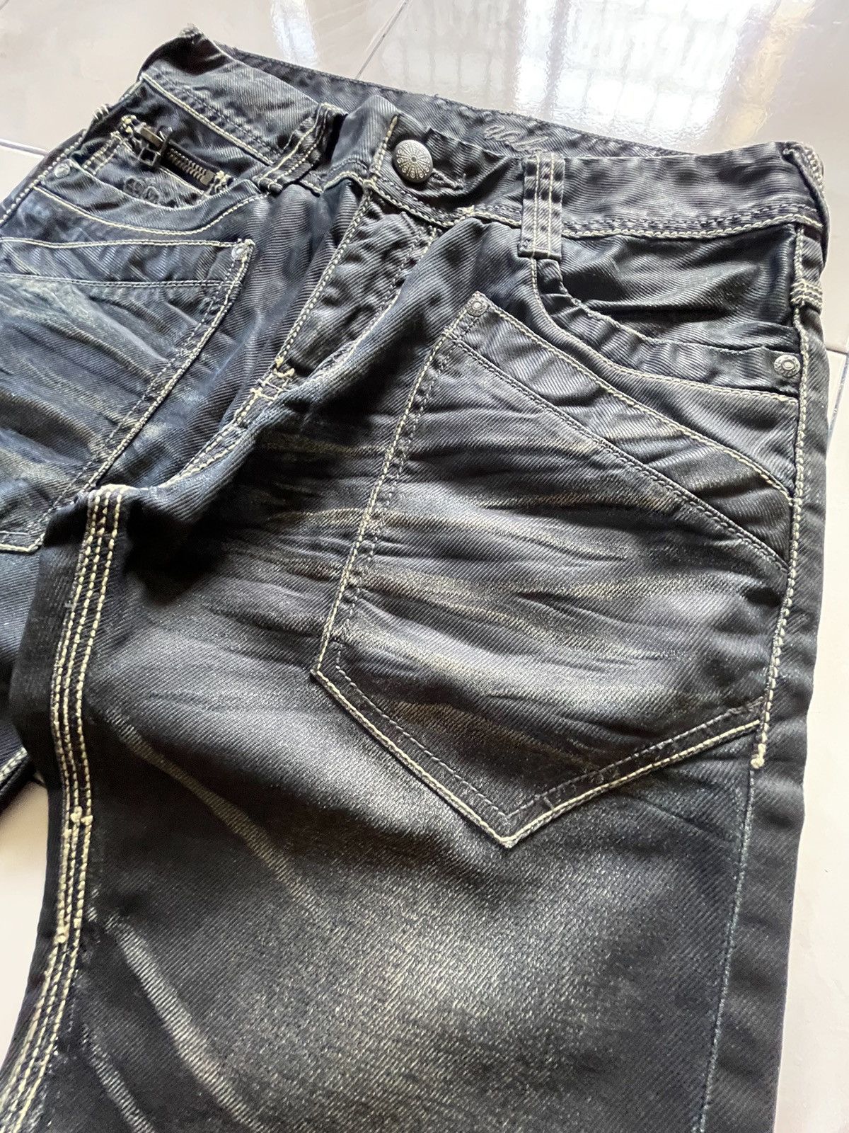 GOSTAR DE FUGA × semanticdesign Urban Craft Waxed Coated Contrast Triple Stitch Jeans Size US 30 / EU 46 - 8 Thumbnail