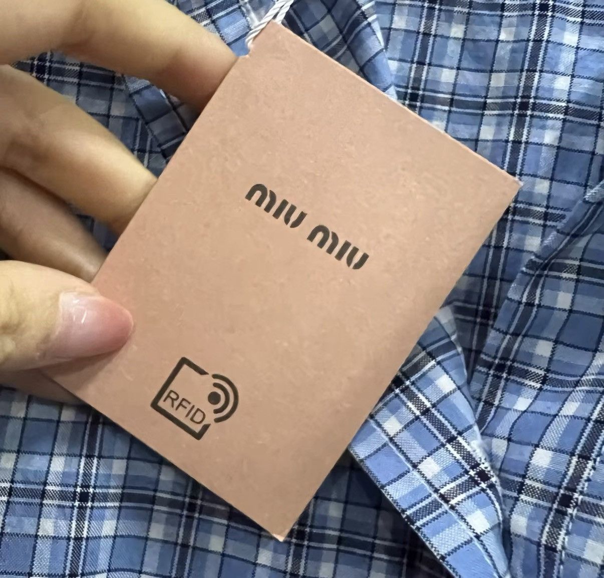 Miu Miu Miu Miu Light Blue Mini Logo Plaid Shirt J41 Size S / US 4 / IT 40 - 4 Thumbnail