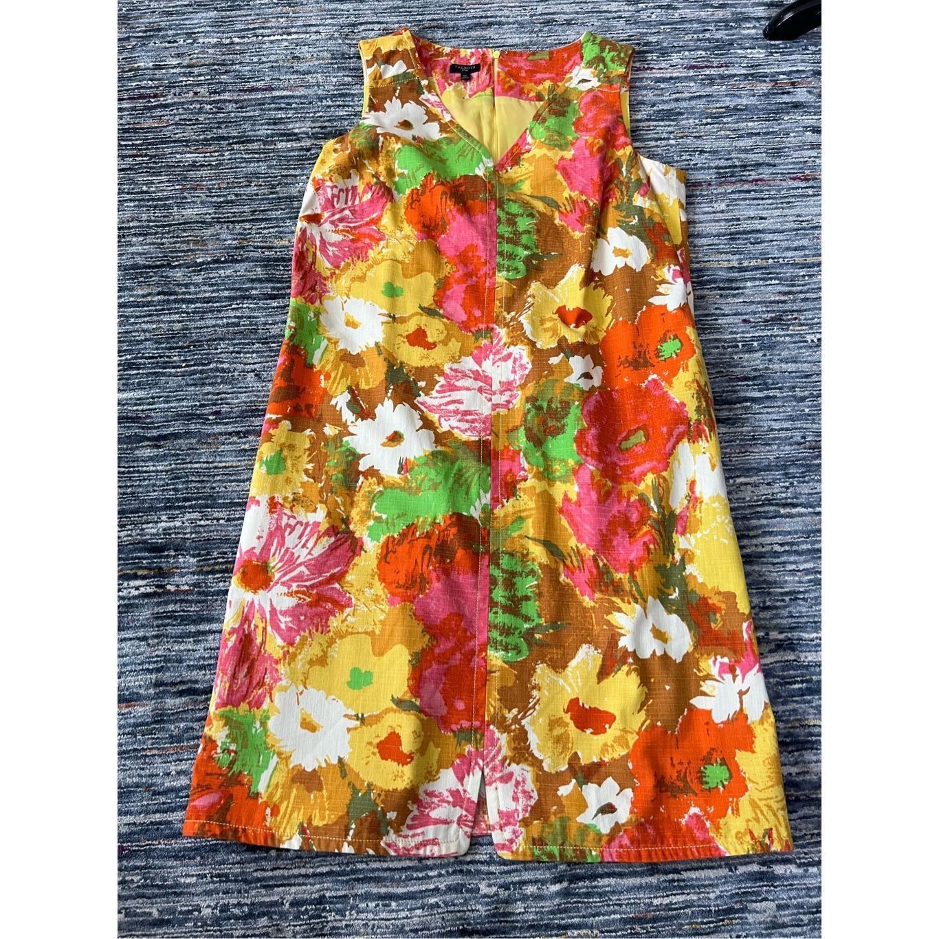 Other Talbots Colorful Floral Watercolor Print V Neck Shift Dress Size XL / US 12-14 / IT 48-50 - 4 Thumbnail