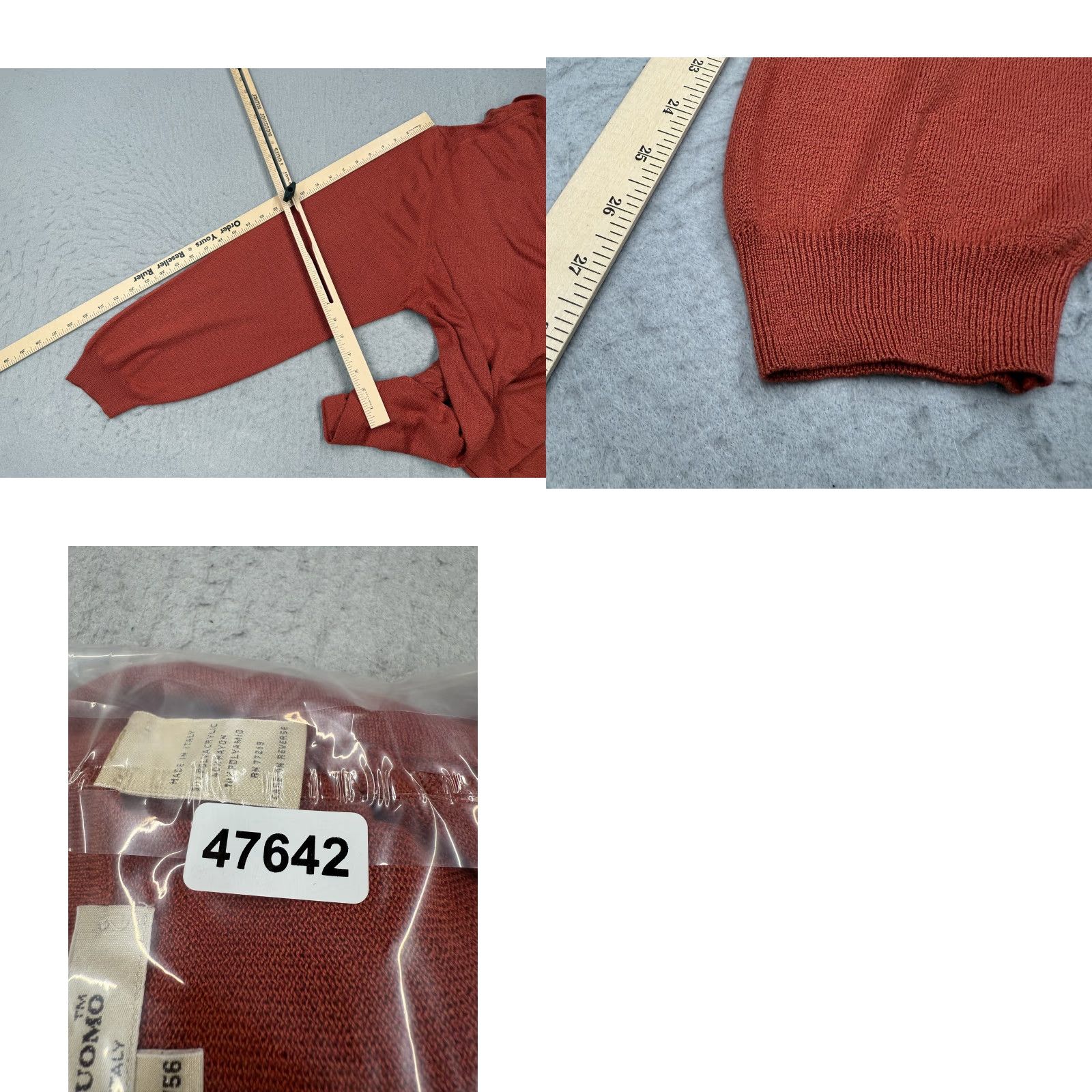 Pronto Uomo VINTAGE Pronto Uomo Sweater 2XL Rust Red Knit Pullover Long Sleeve Mens Classic Italian Preppy Size US XXL / EU 58 / 5 - 8 Thumbnail