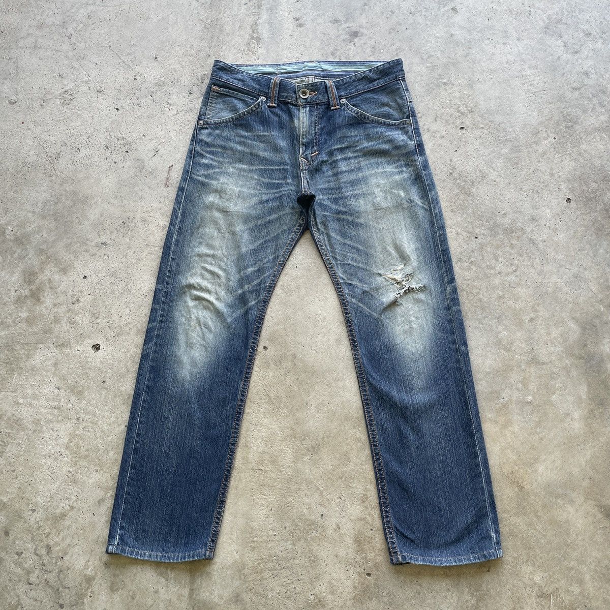 Edwin × Japanese Brand × Jean W33 Vintage Edwin Distressed Denim Faded Jeans Pants Size US 33 - 2 Thumbnail