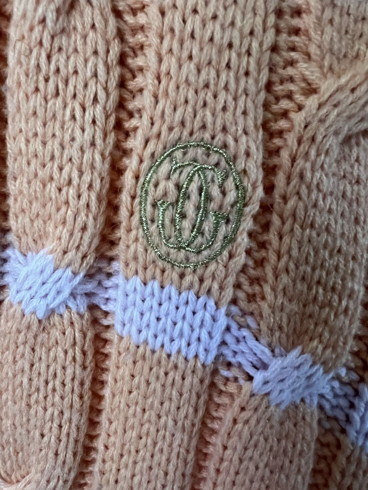 Tyler The Creator GOLF WANG Grand Logo Striped Cable Knit Cardigan Orange Pink Size US L / EU 52-54 / 3 - 3 Thumbnail