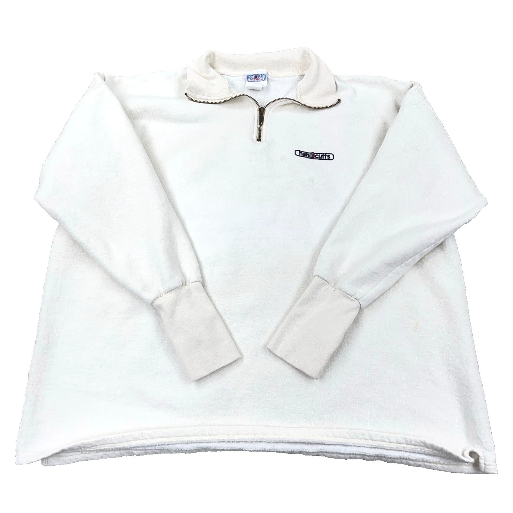 Vintage VINTAGE Handcuffs Sweatshirt Men 3XLT White Pullover Quarter Zip 90s Y2K Logo Zipper Graphic Print Hooded Mock Neck Sweatshirt Men Size US XXL / EU 58 / 5 - 2 Thumbnail