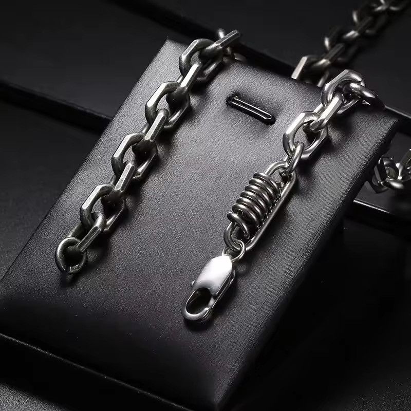 Vintage Silver Square Combination Chain Homme Bracelet Size ONE SIZE - 4 Thumbnail