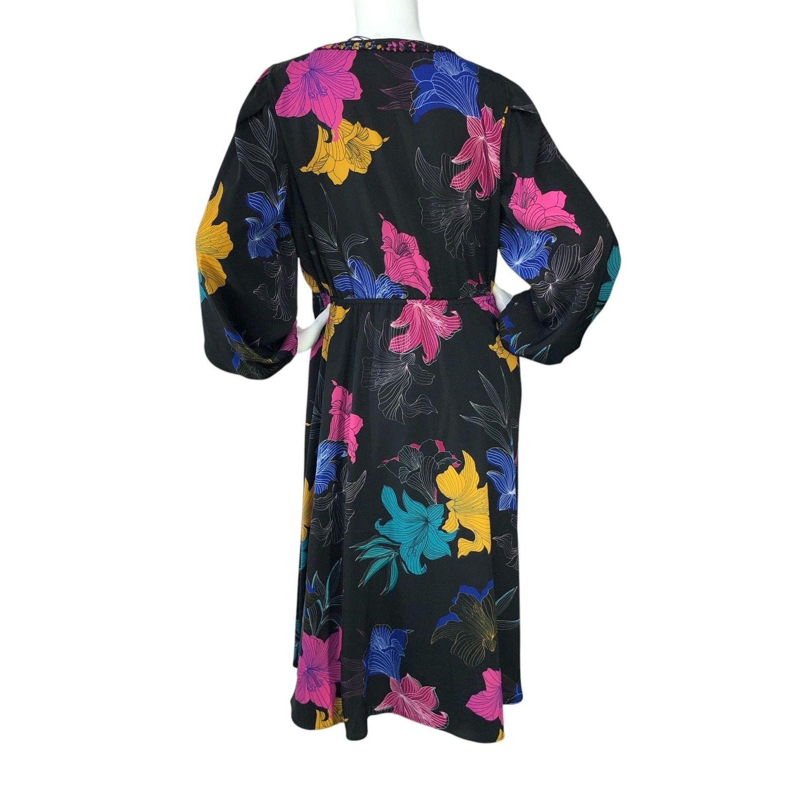KOBI HALPERIN Kobi Halperin Dress M Black Multi Floral Alexi Long Sleeve Size M / US 6-8 / IT 42-44 - 8 Thumbnail
