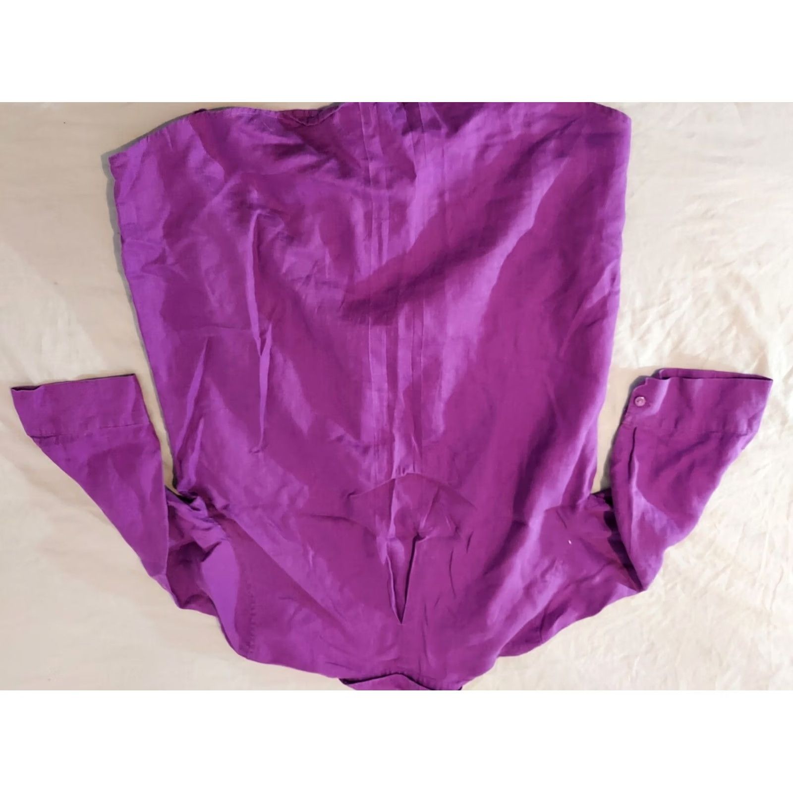Vintage Womens Chico's Blouse Shirt Linen Purple 1 L Large Button Cotton Dress Shirt Womens Size XS / US 0-2 / IT 36-38 - 6 Thumbnail
