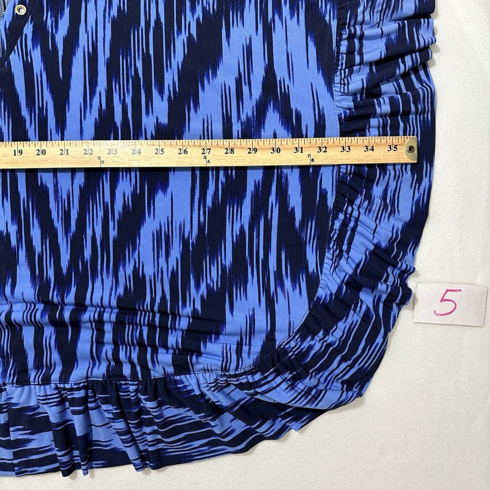 Michael Kors Michael Kors Large Blue V-Neck Blouse Kaftan Top Eyelet Size L / US 10 / IT 46 - 7 Thumbnail