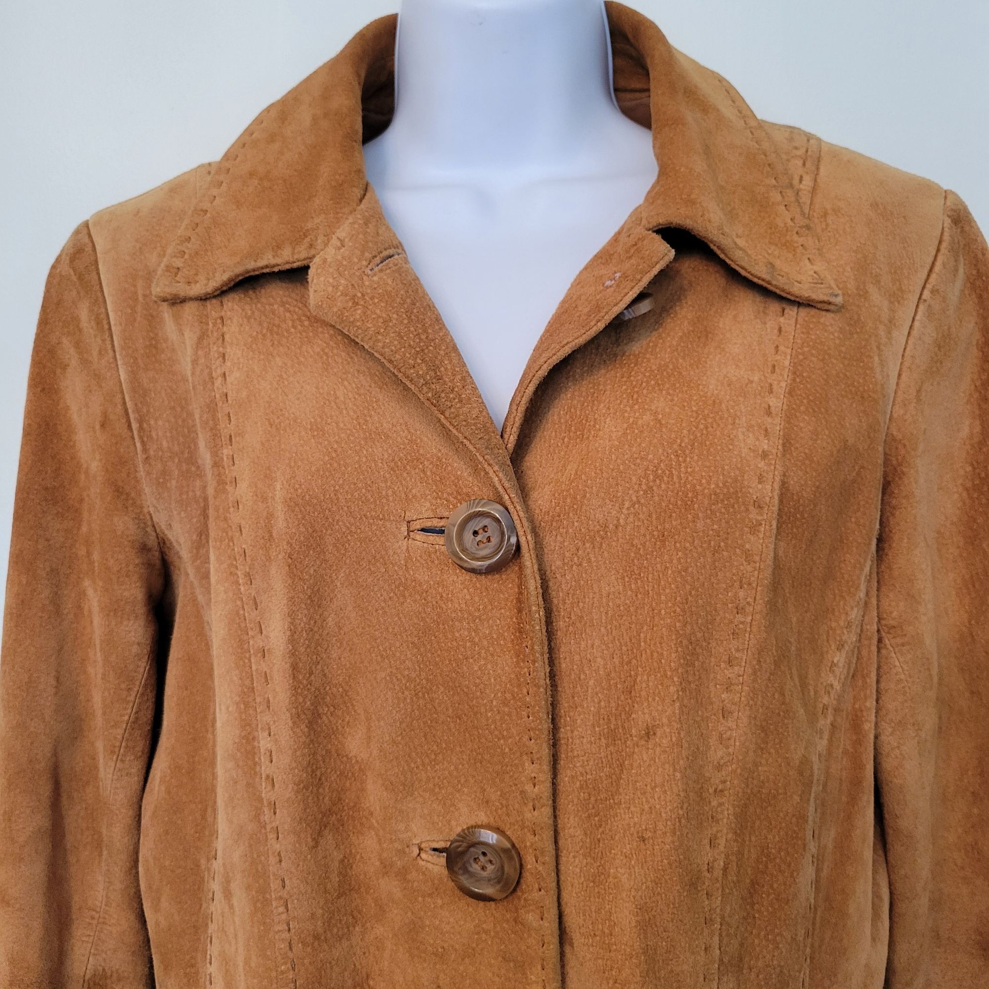 Express Express 11 12 Camel Tan Brown Leather Suede Button Up Trench Size M / US 6-8 / IT 42-44 - 12 Thumbnail