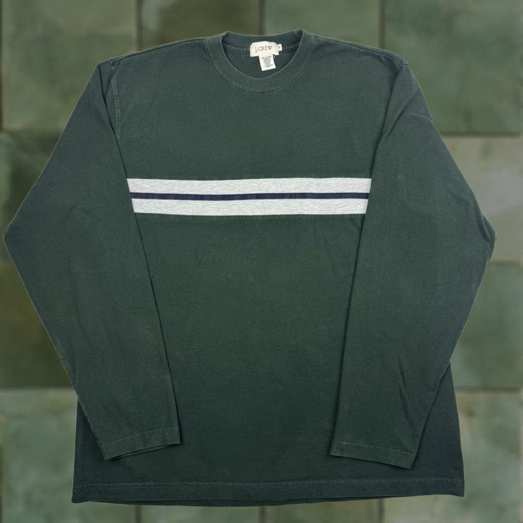 J.Crew VINTAGE J.CREW Long Sleeve Shirt Adult XL Striped Green Cotton Hipster 90s Y2K Mens Size US XL / EU 56 / 4 - 1 Thumbnail