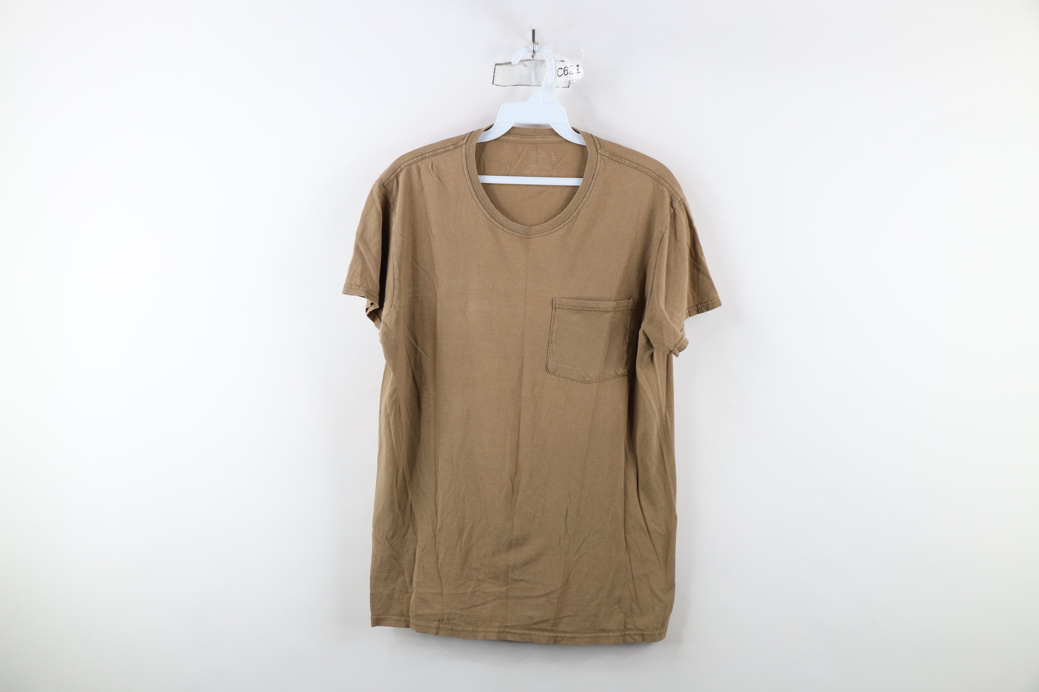 Vintage Vintage Y2K Streetwear Blank Pocket T-Shirt Brown Cotton Size US M / EU 48-50 / 2 - 1 Thumbnail