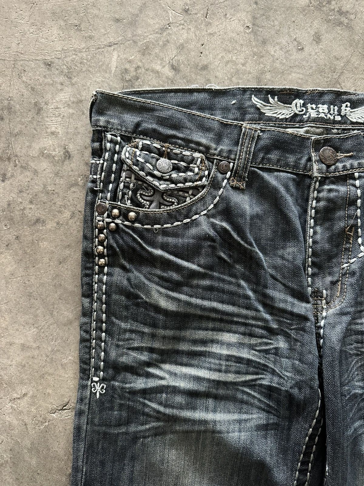 If Six Was Nine × Japanese Brand × Le Grande Bleu (L.G.B.) Japanese Y2K Whisker Wash Flared Jeans Size 34" / US 12 / IT 48 - 3 Thumbnail
