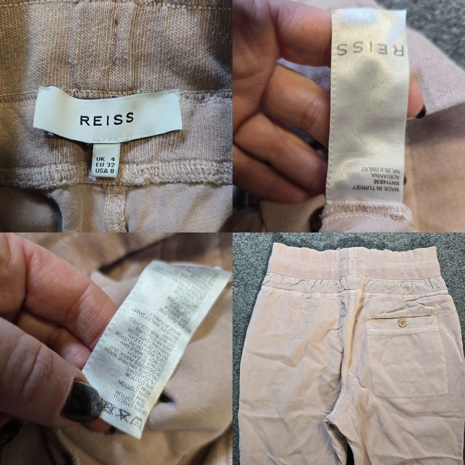 Reiss Reiss Pants Womens Size 0 Pink Joggers Twill Pull On Drawstring Pockets Casual Size 25" / US 0 / IT 36 - 8 Thumbnail