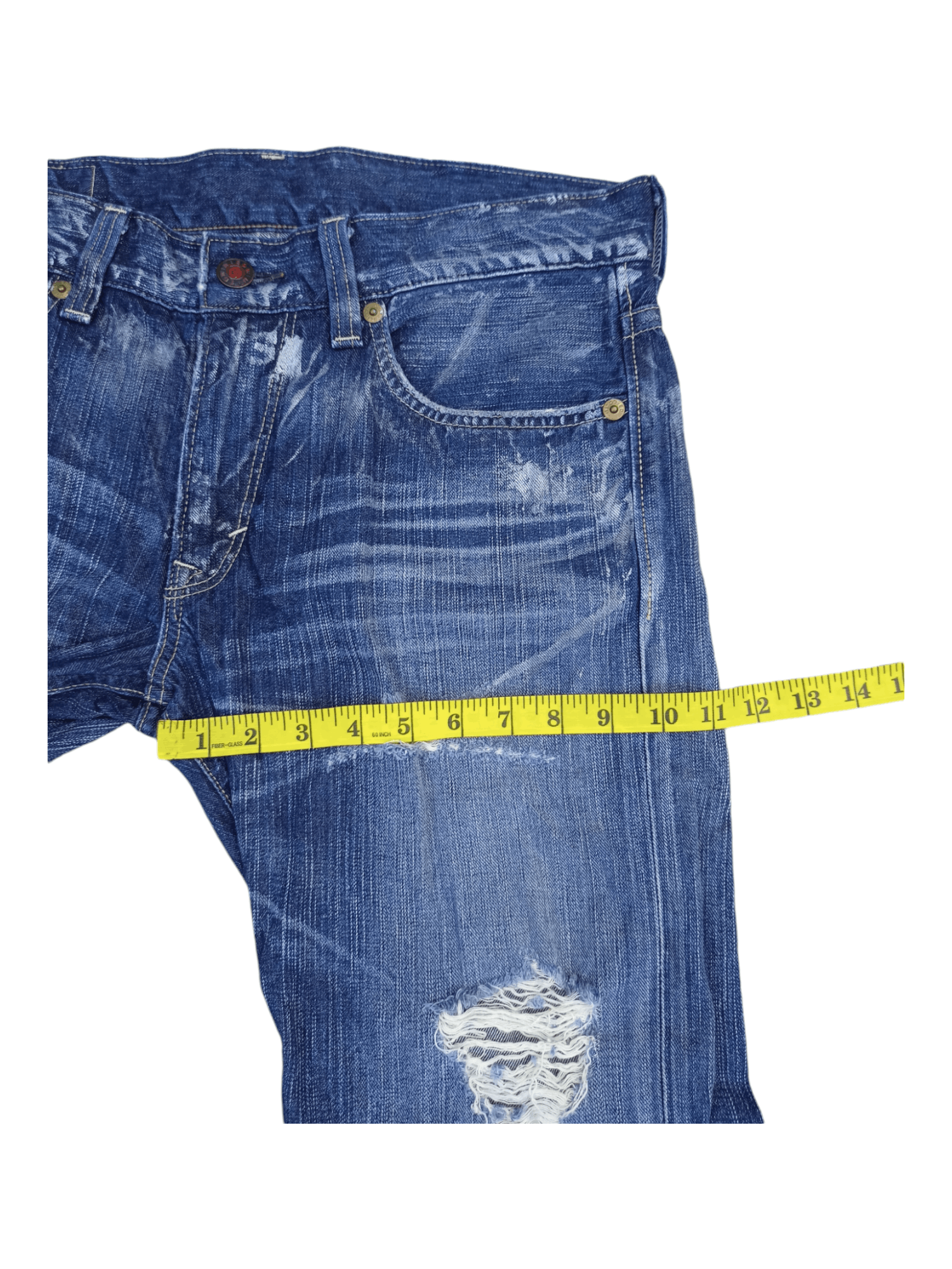 Edwin Edwin 503 Blue Trip Distressed Minimalist Flare Jeans Size US 34 / EU 50 - 20 Thumbnail
