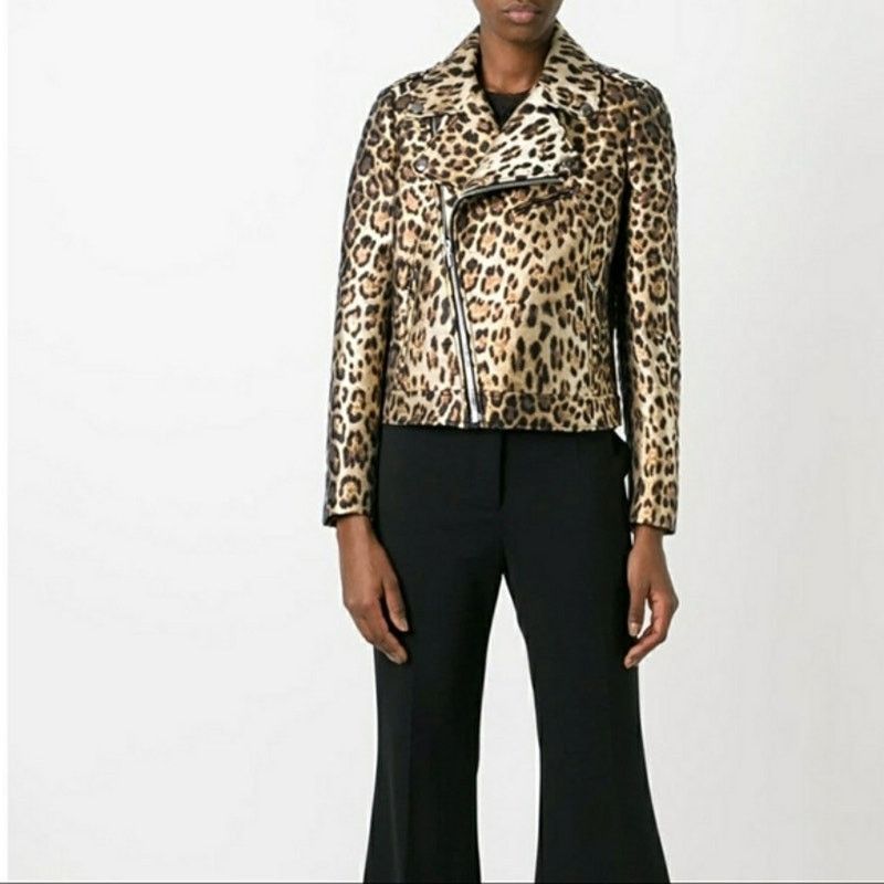 RED Valentino Leopard Jacquard Moto Jacket by RED Valentino Size XS / US 0-2 / IT 36-38 - 2 Thumbnail