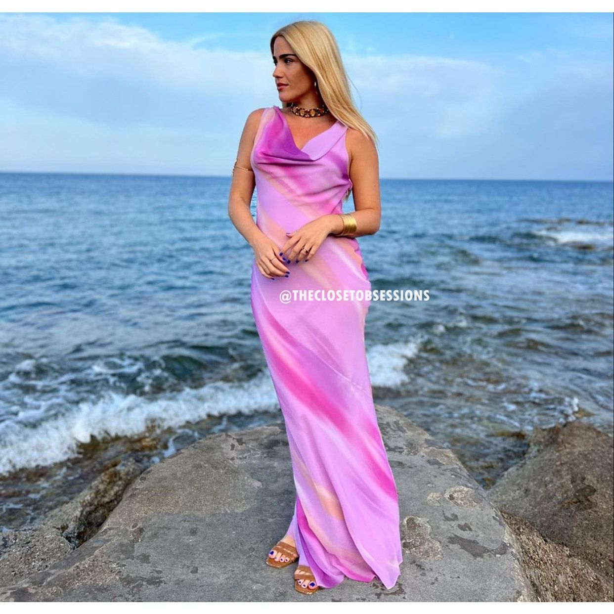Mango MANGO Multicolor Flowy Draped Maxi Dress NWT (8) Size M / US 6-8 / IT 42-44 - 3 Thumbnail