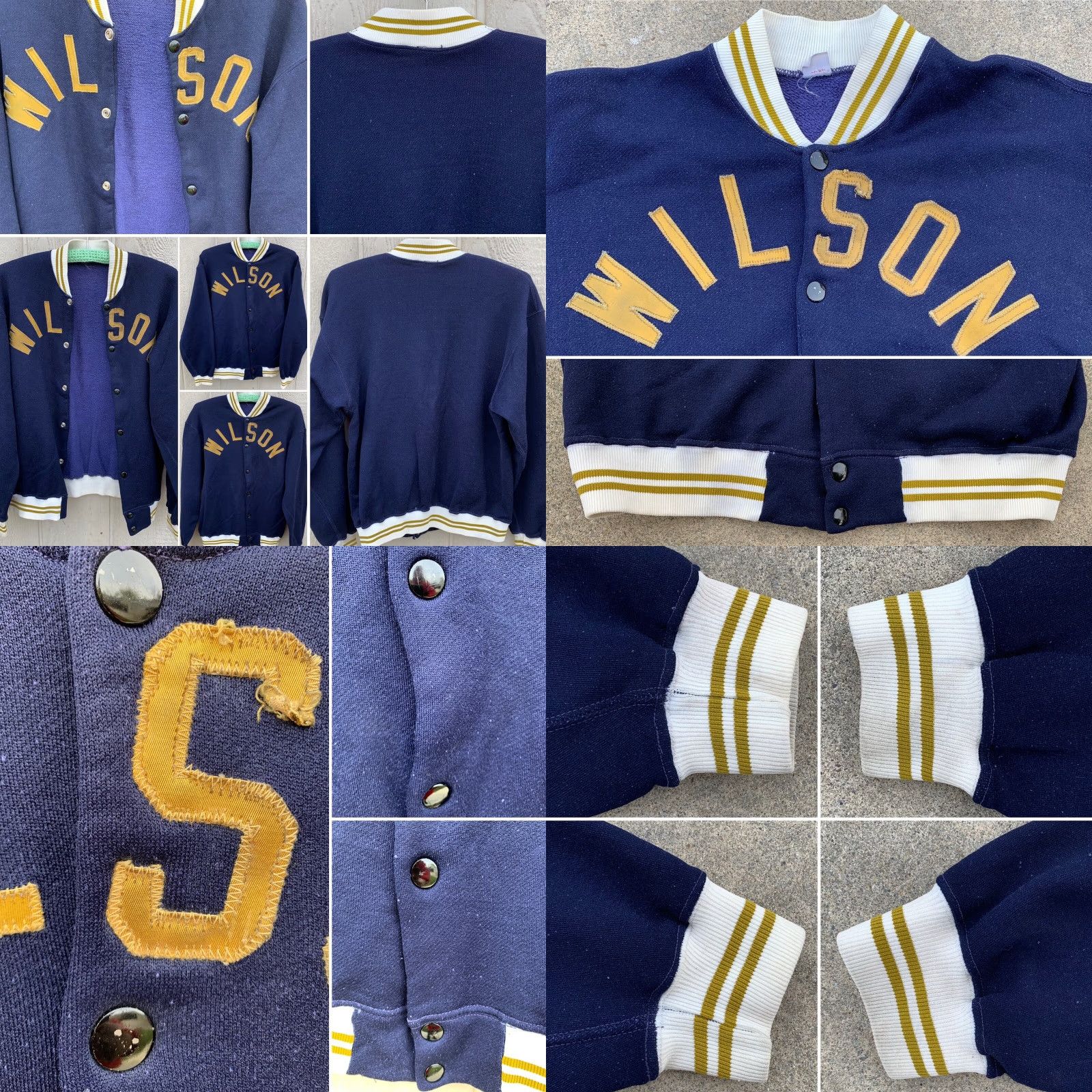 Wilson vintage Russell jacket snap front WILSON on front 50s 1950s size M blue sportswear/Beach Mens/Adult? Size US M / EU 48-50 / 2 - 9 Thumbnail