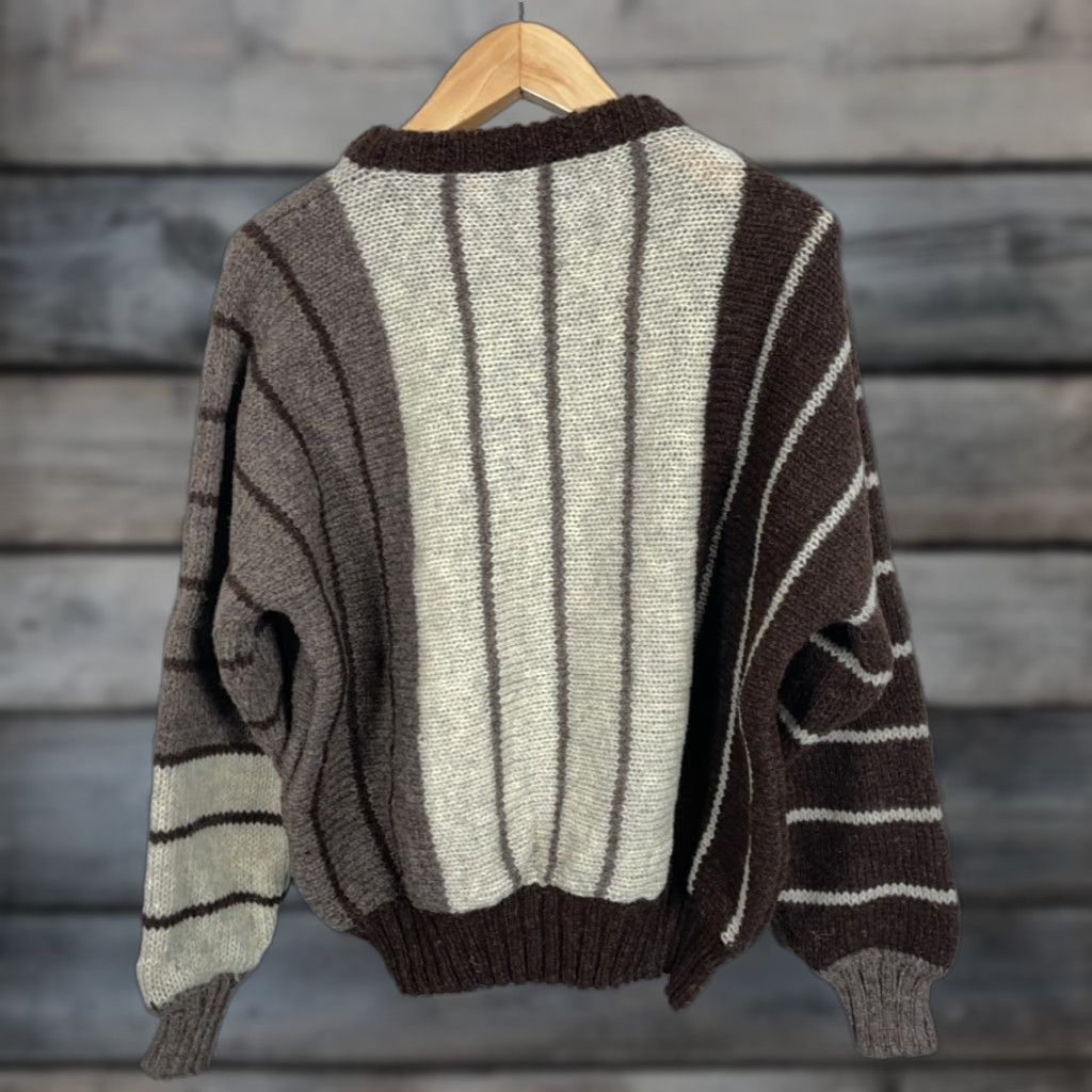 Vintage VINTAGE Cyril Cullen Pure Wool Sweater Adult XL Beige Striped Ireland Chunky Knit Men's Pullover Knit Wool Crew Neck Heavyweight 90s Classic Preppy Size US XL / EU 56 / 4 - 1 Thumbnail