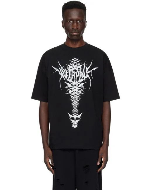 WE11DONE o1mris0824 Skull Print T-Shirt in Black Size US M / EU 48-50 / 2 - 8 Thumbnail