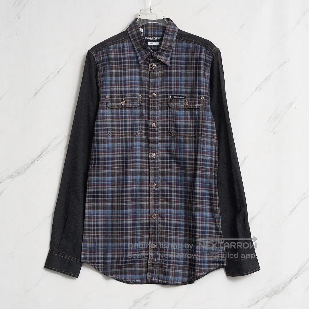Dolce & Gabbana Dolce&Gabbana Men's Patchwork Plaid Shirt. Size US XXS / EU 40 - 1 Thumbnail