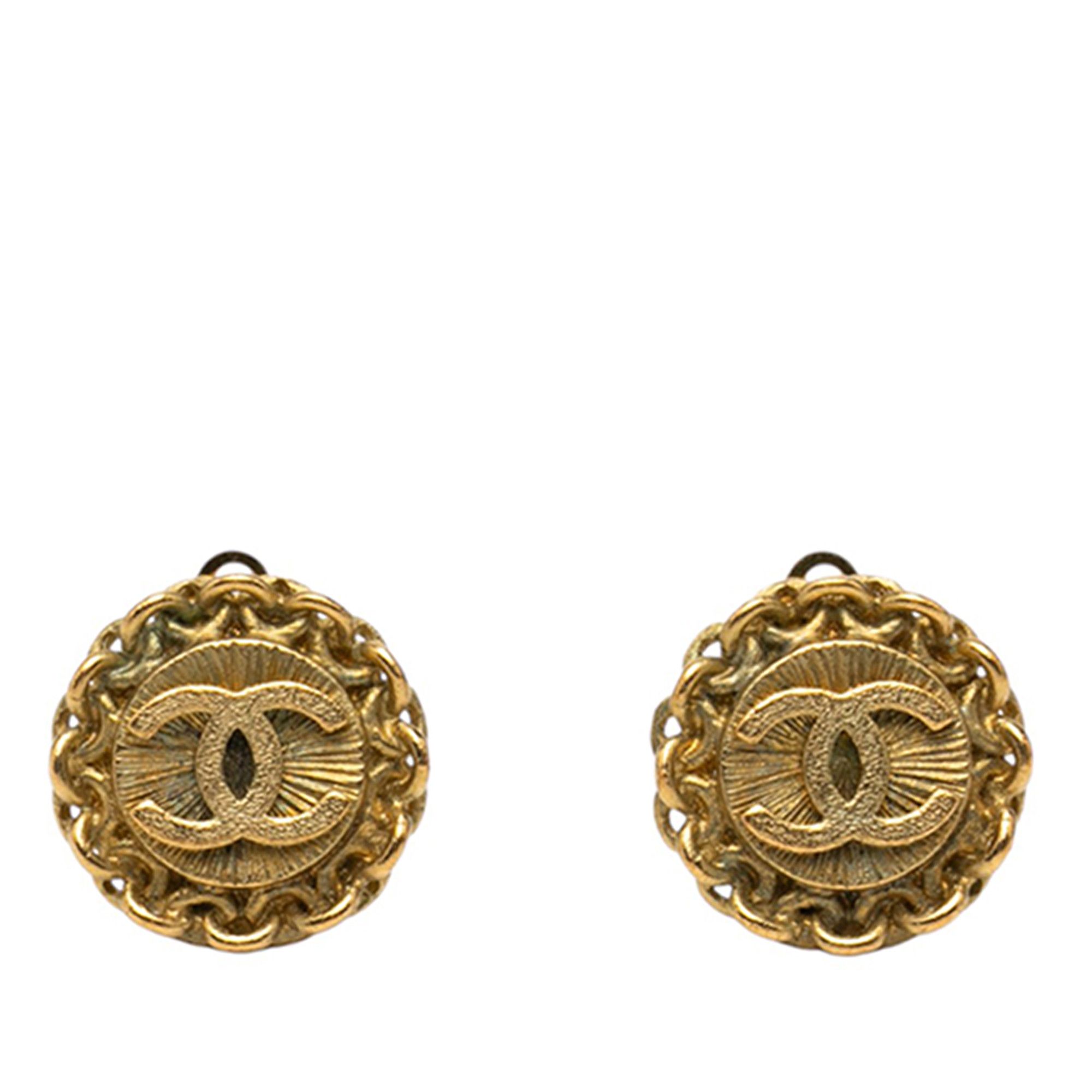 Chanel Chanel Gold Plated CC Chain Round Clip On Earrings Size ONE SIZE - 1 Thumbnail