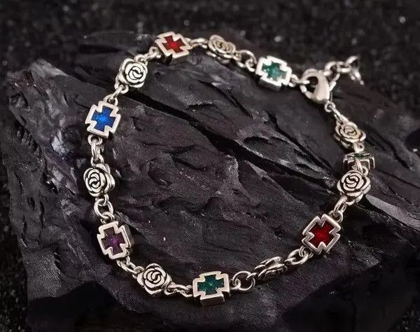 Jewelry Sweet Rose Flower Cross Shiny Colorful Crystal Bracelet Size ONE SIZE - 7 Thumbnail