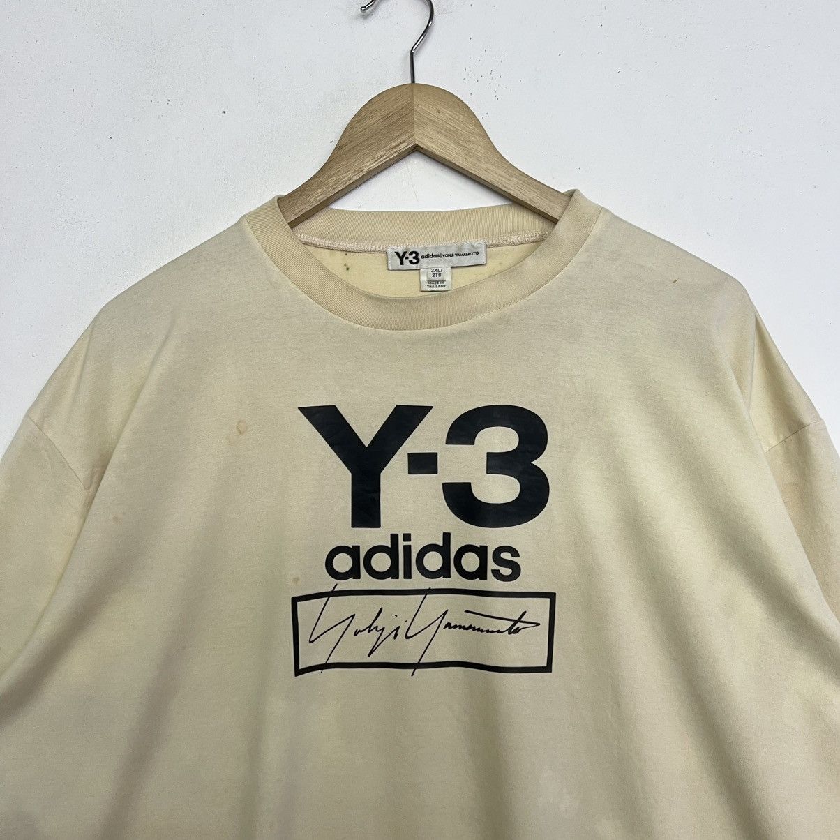 Y-3 Y-3 Adidas YOHJI YAMAMOTO Spellout Oversize Disstress Tee Size US XXL / EU 58 / 5 - 2 Thumbnail