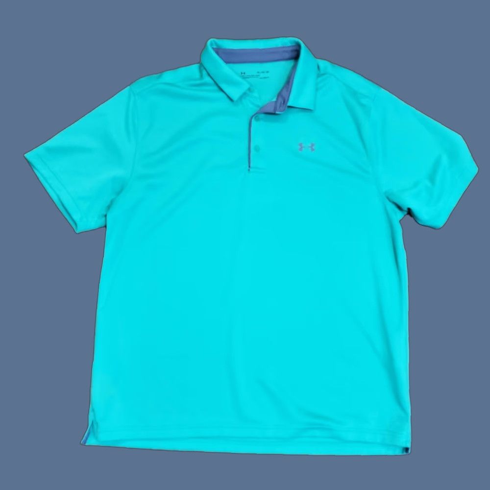 Under Armour Under Armour Polo Shirt Mens XL Green Solid HeatGear Golf Performance Loose Fit Size US XL / EU 56 / 4 - 1 Thumbnail