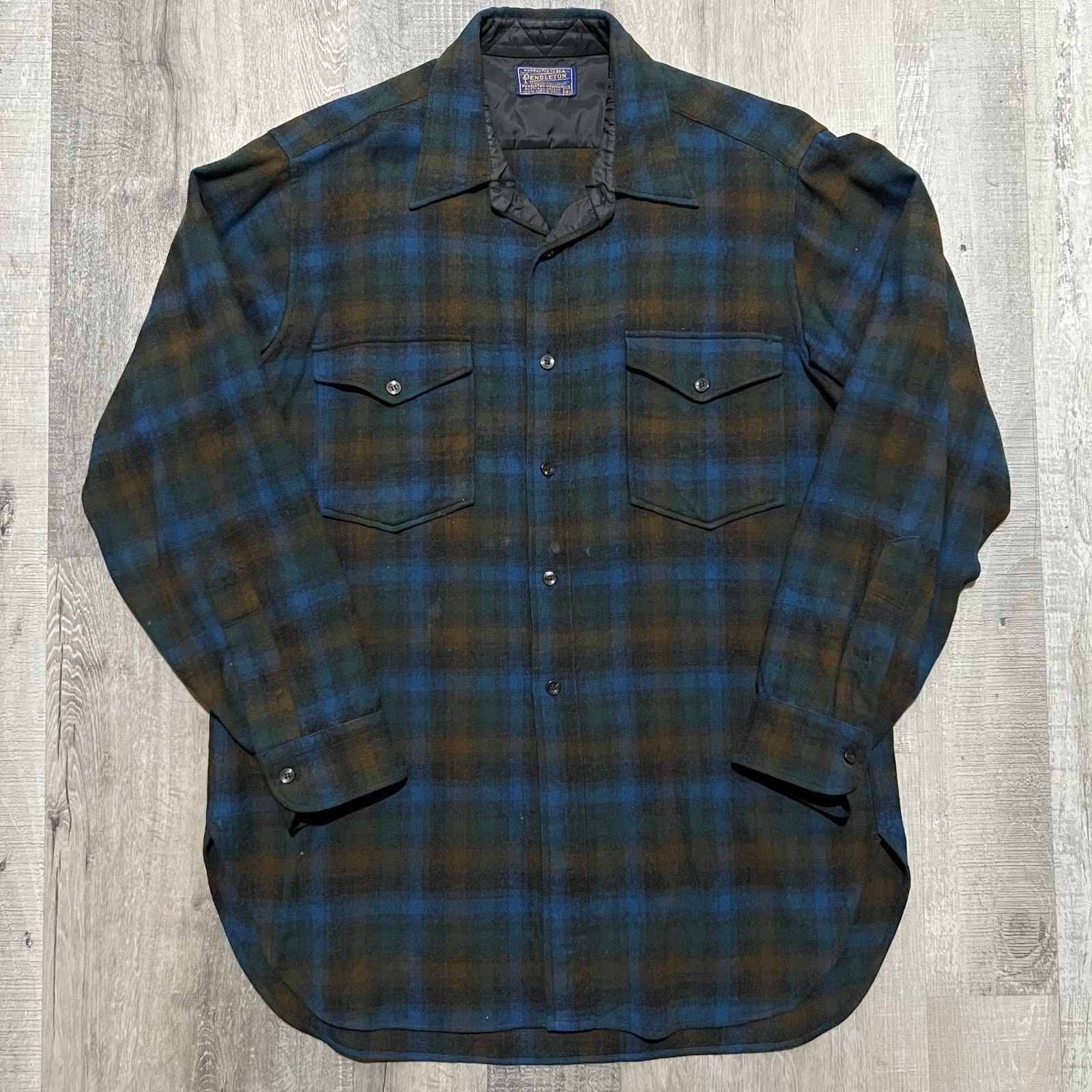 Pendleton VTG 60's Pendleton Wool Long Sleeve Plaid Shirt Blue Green Size US L / EU 52-54 / 3 - 1 Thumbnail
