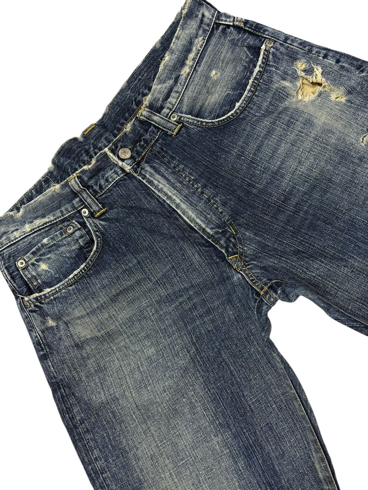 Edwin Vtg 90s Edwin Japan 504R Distressed Jeans Size US 35 - 4 Thumbnail