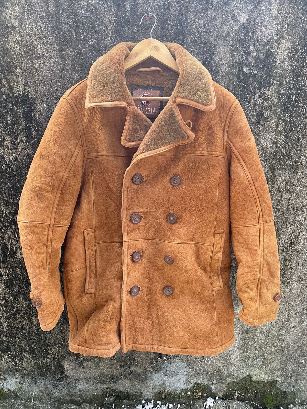 Leather Rare GEORGIA COFFEE Leather Jacket Fleece Inside Full Button Size US L / EU 52-54 / 3 - 1 Thumbnail