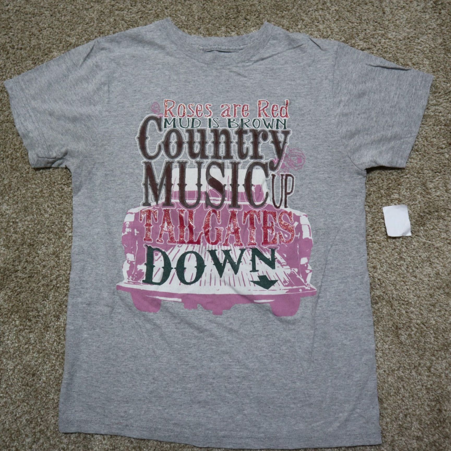 Vintage Roses Red Mud Brown Country Music Up Tailgate Down Tee T-Shirt Women's Size S Size S / US 4 / IT 40 - 3 Thumbnail