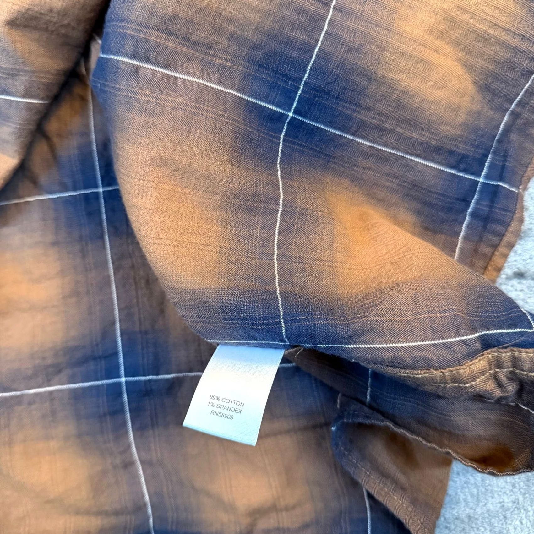 Vintage ROWM Shirt Button-Down Plaid Long Sleeve 4XT Brown Navy Blue Big & Tall NWT Mens Size US XXL / EU 58 / 5 - 5 Thumbnail