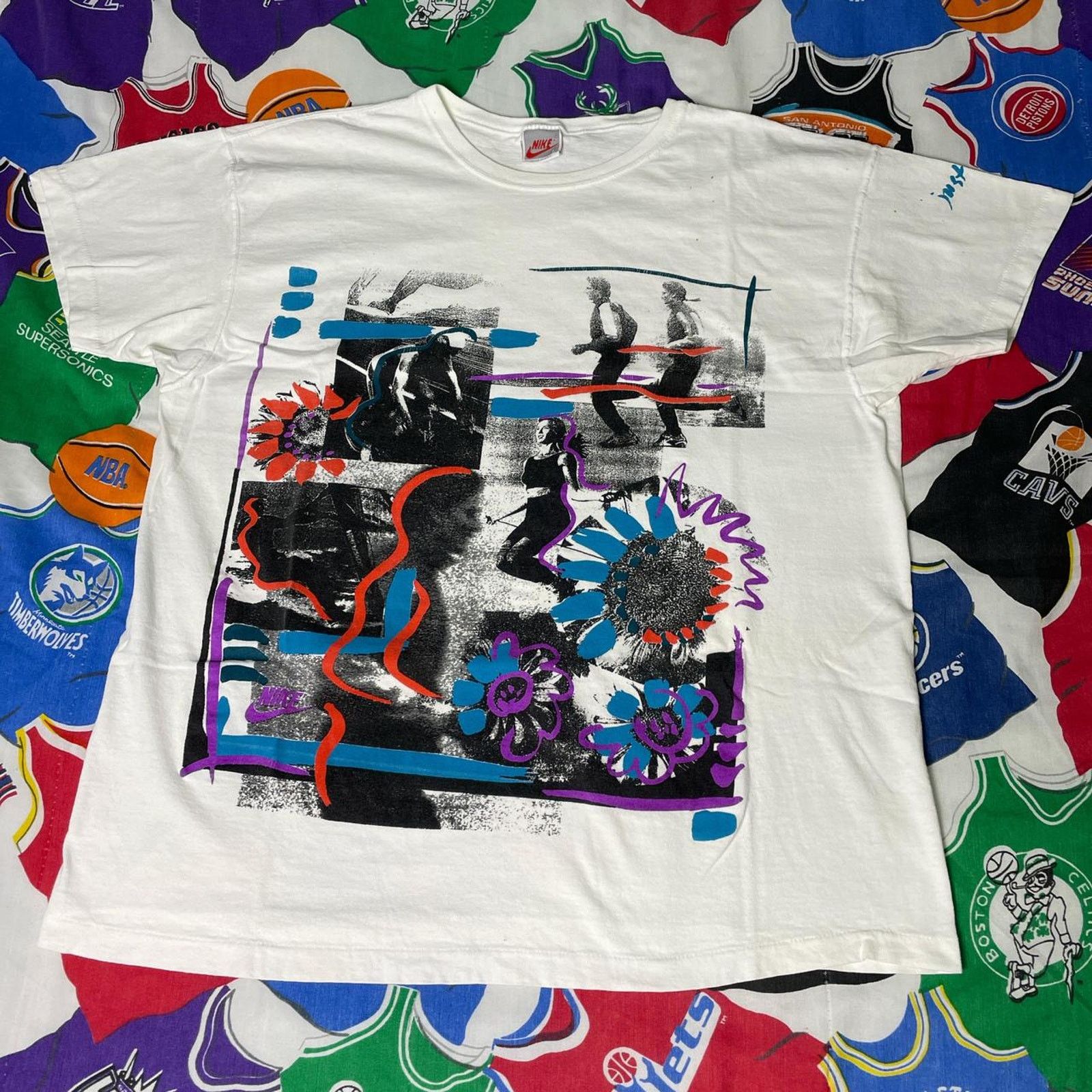 Nike × Vintage Vintage 90s Nike Gymnastics Sports Women Sz L Large T-Shirt Size L / US 10 / IT 46 - 1 Thumbnail