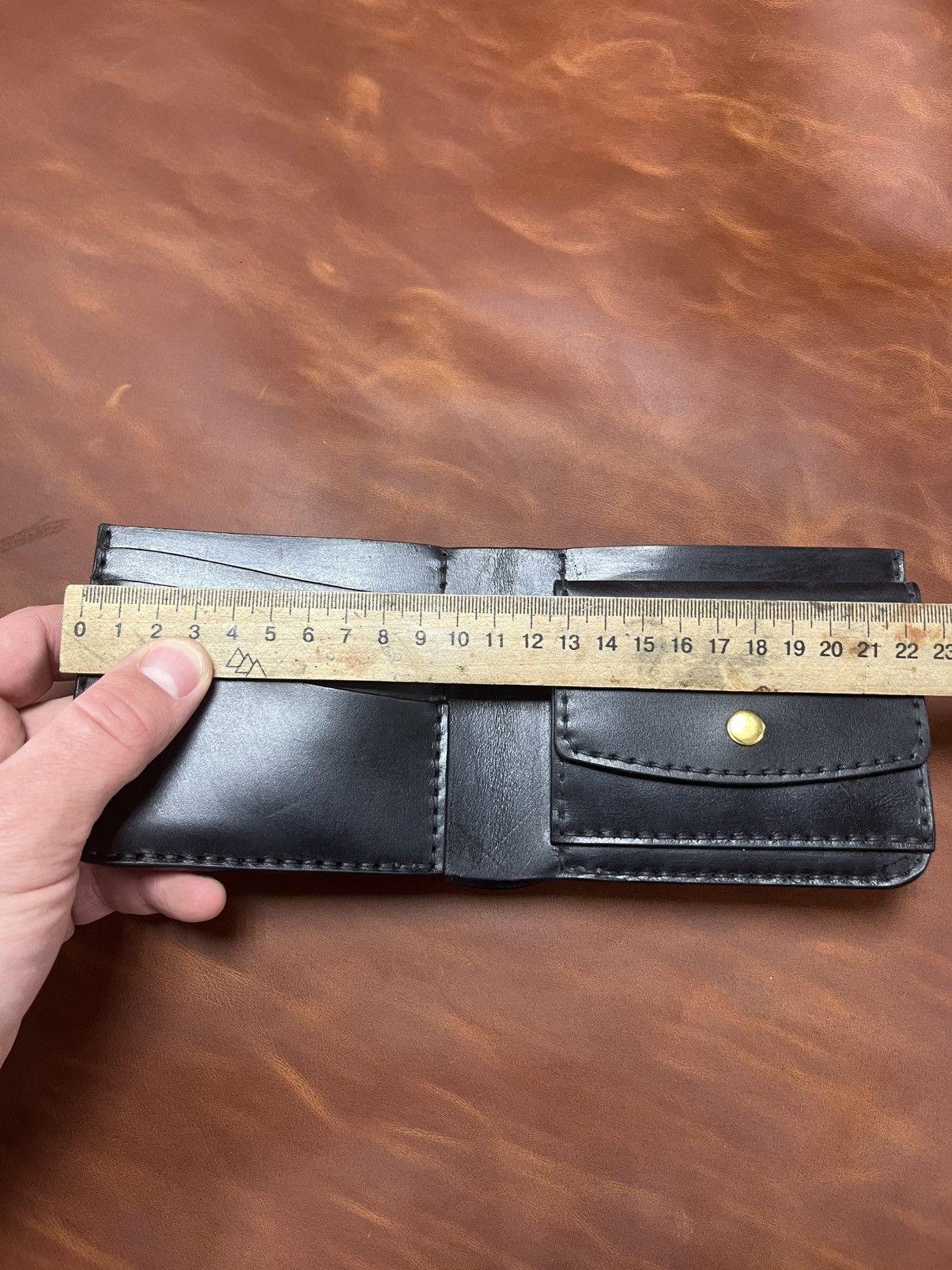 Other Handmade Black Leather Wallet Bifold Card Holder Coin Pocket Size ONE SIZE - 19 Thumbnail