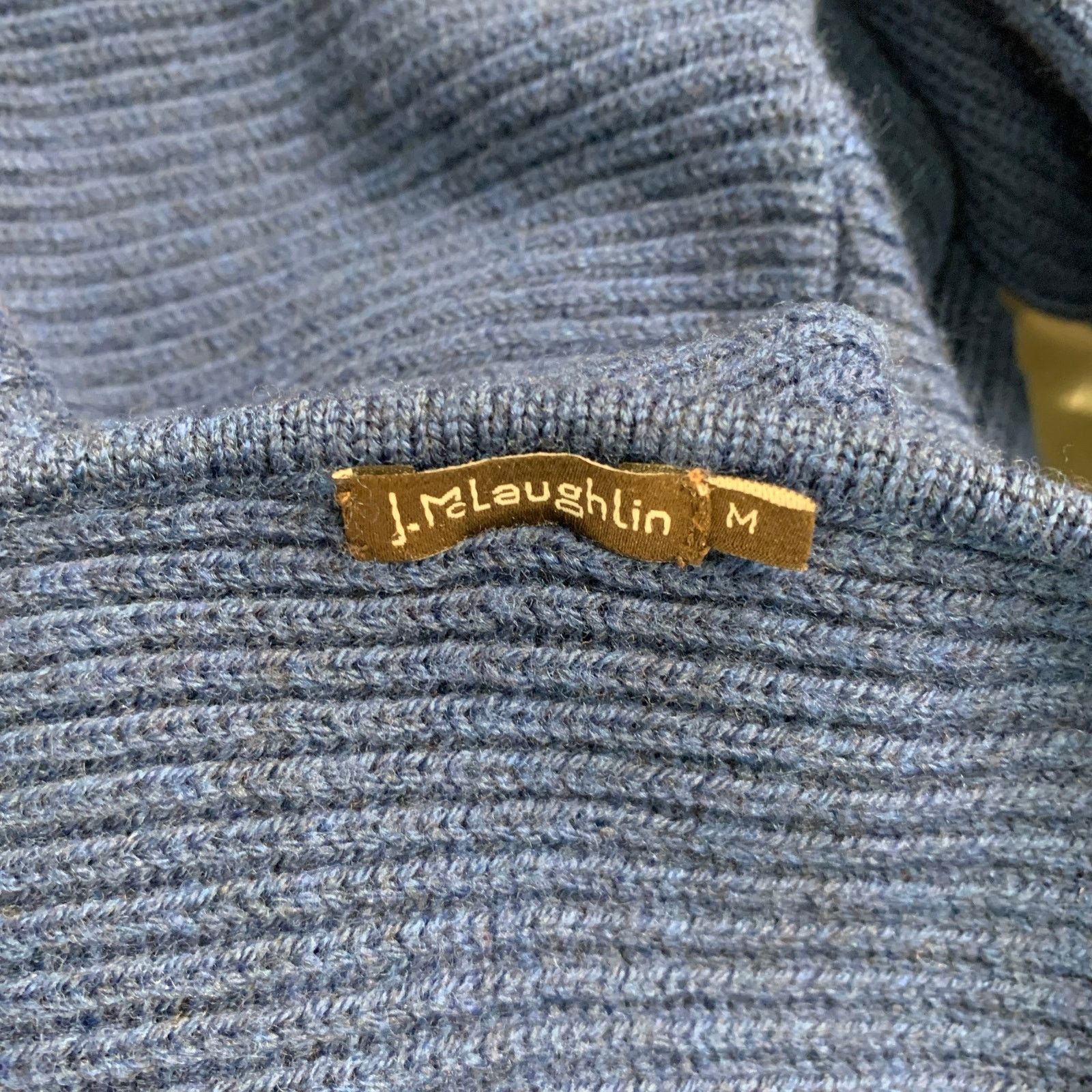 J.McLaughlin J.McLAUGHLIN M Blue Merino Wool Ribbed Crew-Neck Pullover Size M / US 6-8 / IT 42-44 - 4 Thumbnail