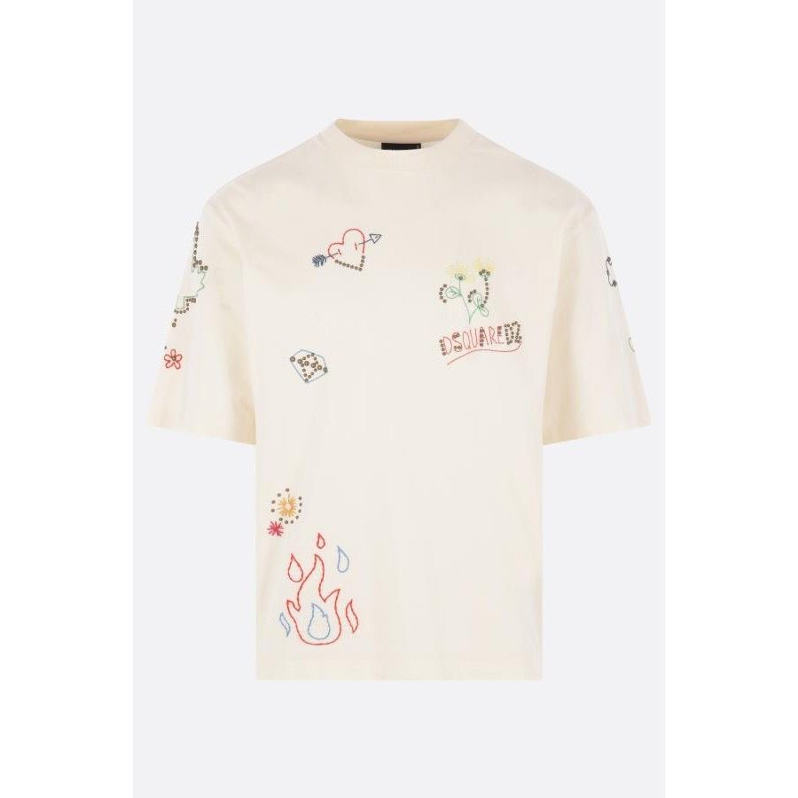 Dsquared2 DSQUARED2 Handmade Scribbles Ivory Cotton T-Shirt New & Auth Size US XL / EU 56 / 4 - 1 Thumbnail