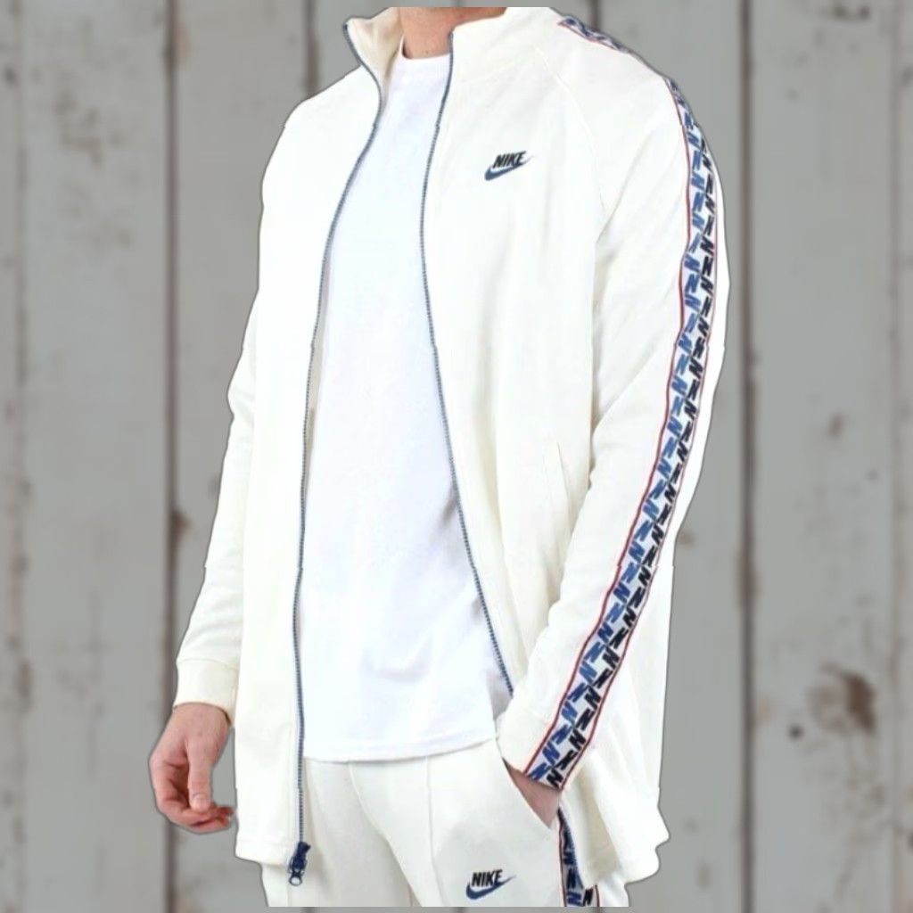 Nike VINTAGE Nike Taped Poly Track Jacket AJ2681 Full Zip Mens 2XL White Logo Sleeves 7619 Size US XXL / EU 58 / 5 - 1 Thumbnail