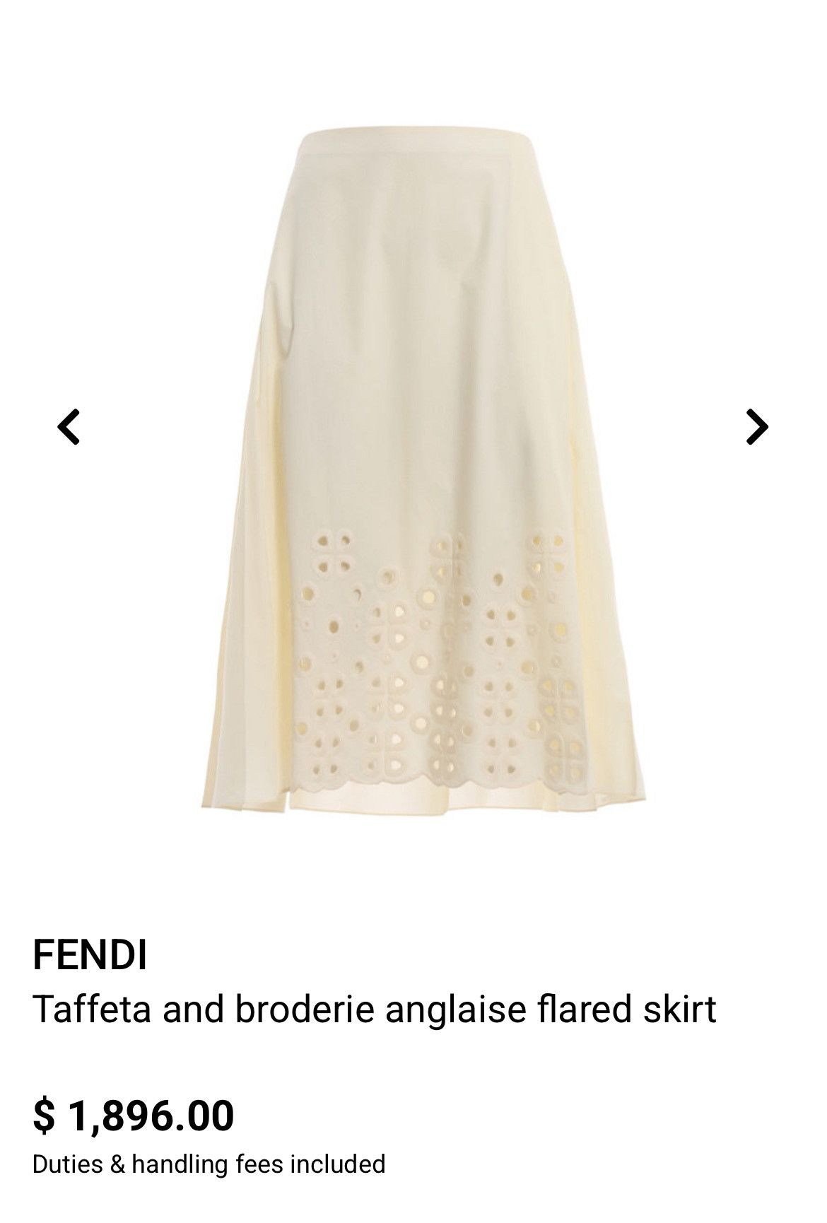 Fendi FENDI Taffeta and broderie anglaise flared skirt Size 24" / US 00 / IT 34 - 2 Thumbnail