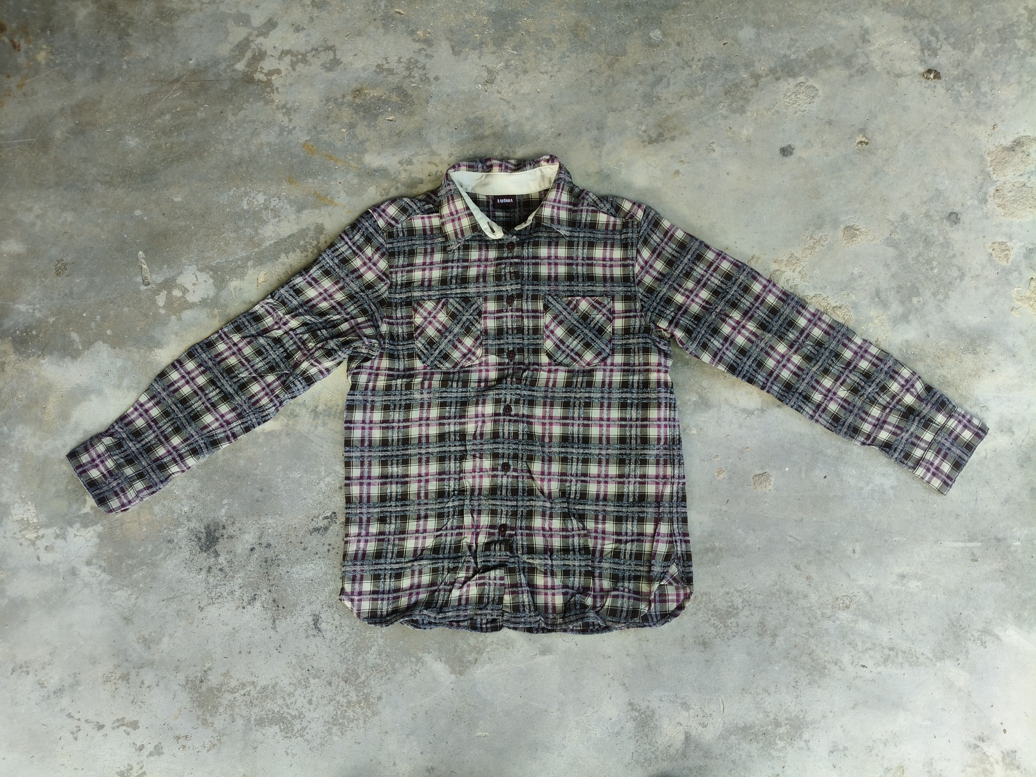 Japanese Brand LATĒRRA Flannel wool Button up Size S / US 4 / IT 40 - 3 Thumbnail