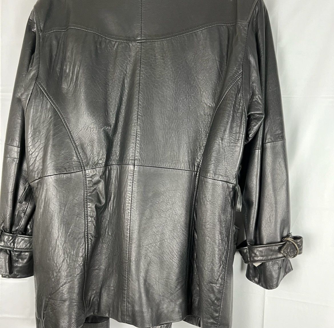 Vintage G-III Black leather trench coat