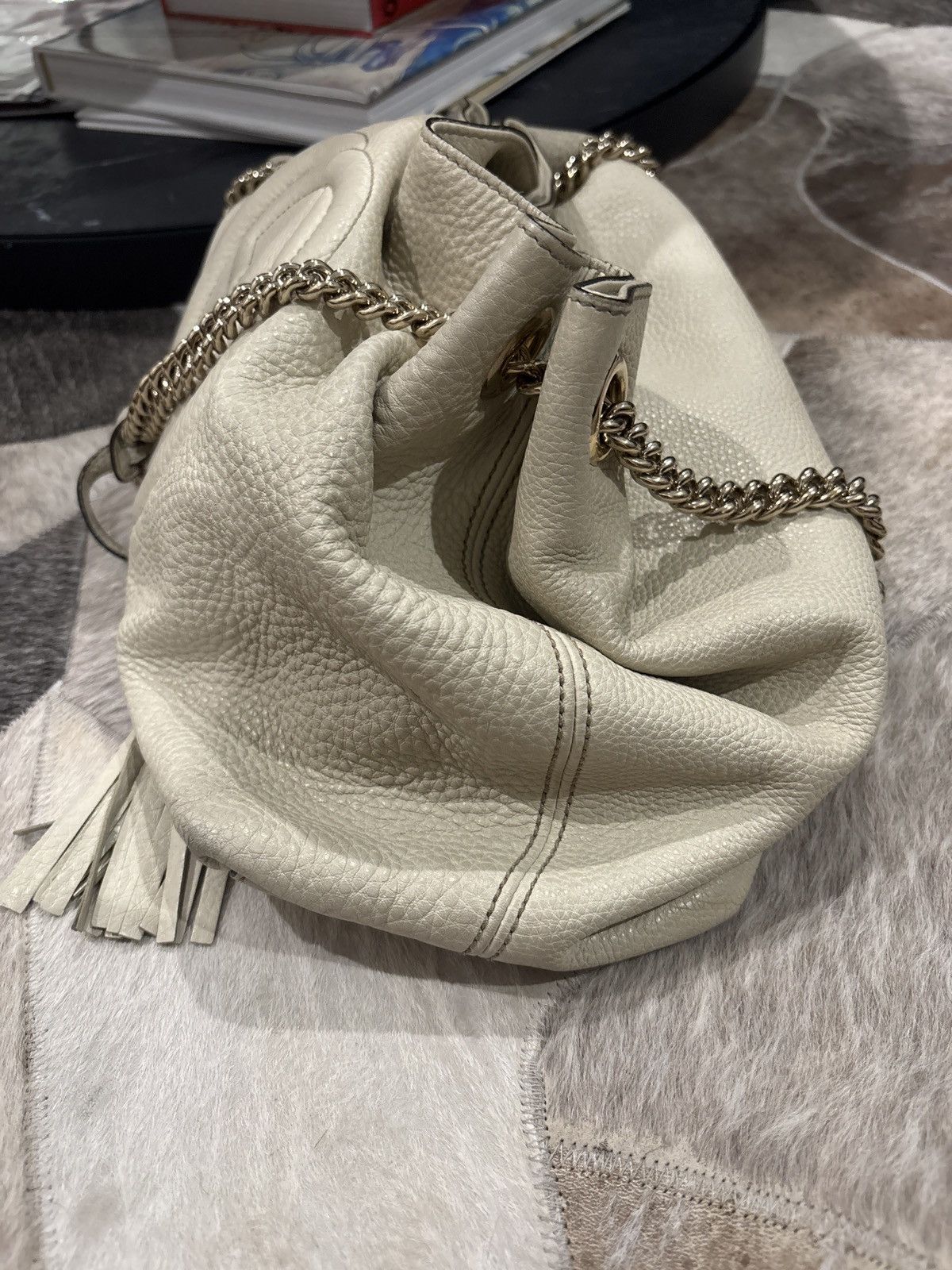 Gucci Gucci Cream Leather Shoulder Bag Size ONE SIZE - 9 Thumbnail