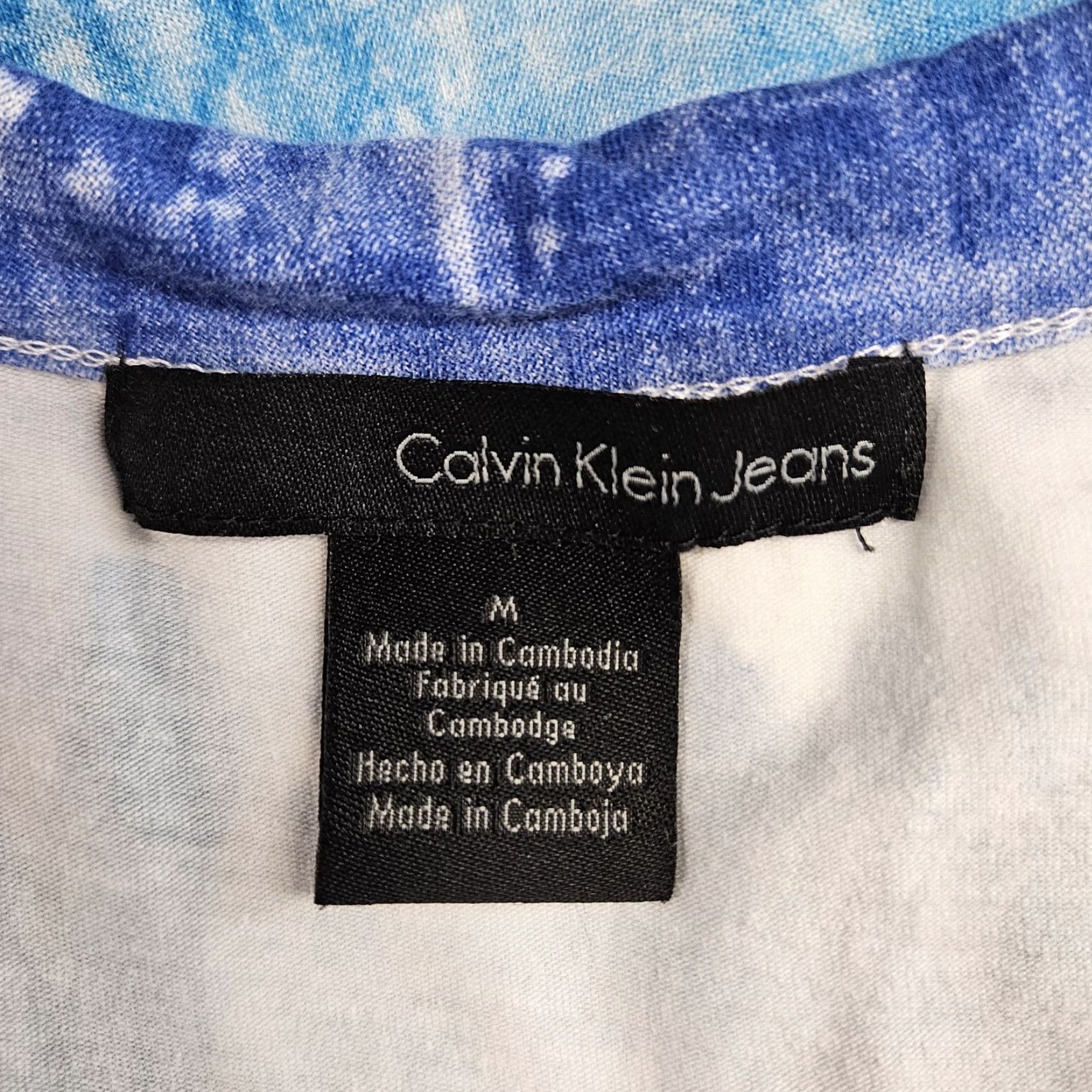 Calvin Klein CALVIN KLEIN JEANS Dress Womens V-Neck Sleeveless A-Line Cotton Blue White Medium Short Dress Size 32" / US 10 / IT 46 - 6 Thumbnail