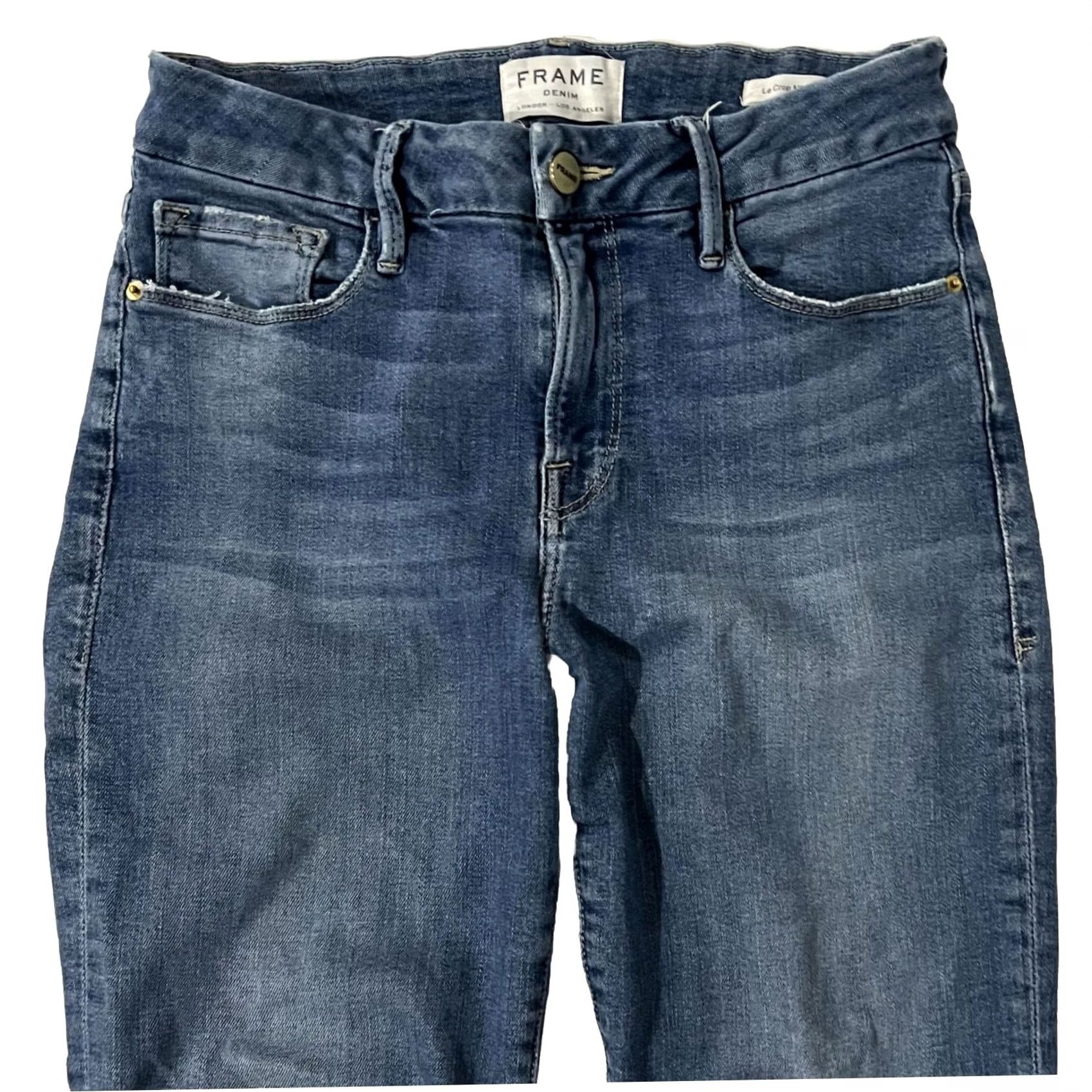 Frame FRAME Denim Le Crop Mini Boot Jeans Blue Raw Hem Stretch Women’s 26 Regular Inseam 26 Modern Vintage: No Size 26" / US 2 / IT 38 - 3 Thumbnail