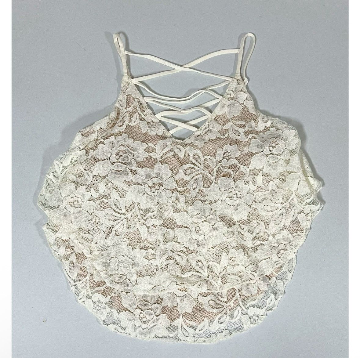Express Express Layered Floral Lace Criss-Cross Shirt Blouse XS 🤍✨ Size XS / US 0-2 / IT 36-38 - 1 Thumbnail