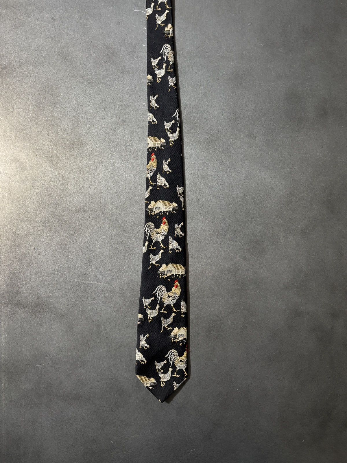 Vintage Vintage Tie Chicken Print Pattern Novelty Fun Cock Rooster Size ONE SIZE - 2 Thumbnail