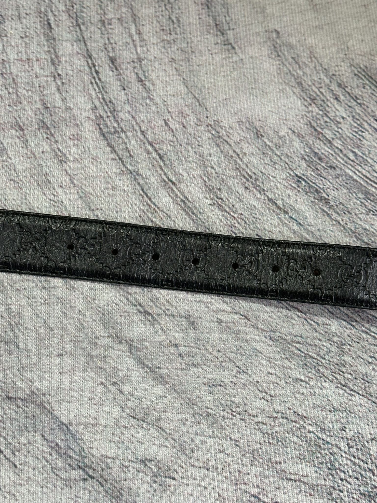 Gucci Gucci Belt Guccissima GG Monogram Black Leather Interlocking Size ONE SIZE - 6 Thumbnail
