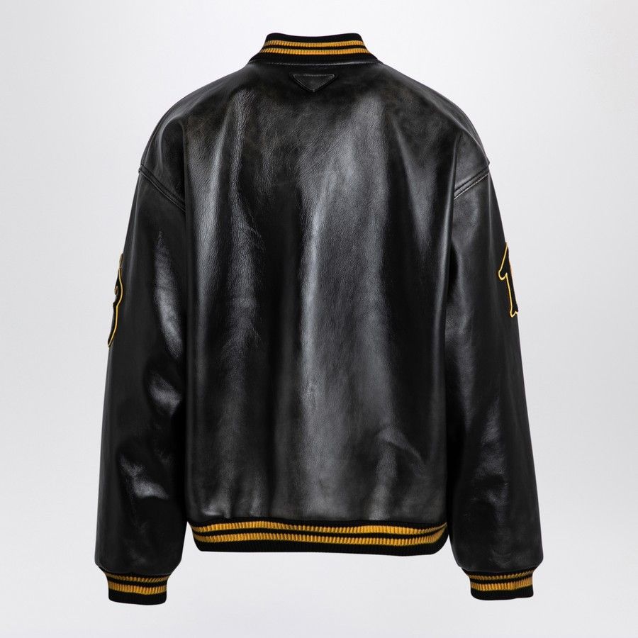 Prada o1d2blof0924 Leather Bomber Jacket in Black Size M / US 6-8 / IT 42-44 - 2 Thumbnail